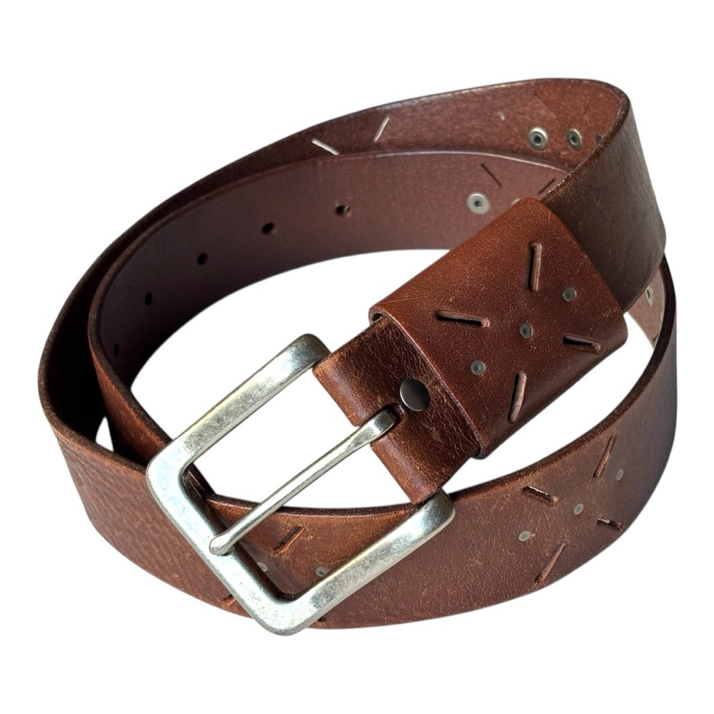 J. Crew made in England Brown cut out rivet designed leather belt | size Medium